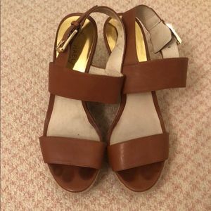 Michael Kors braided tan wedges